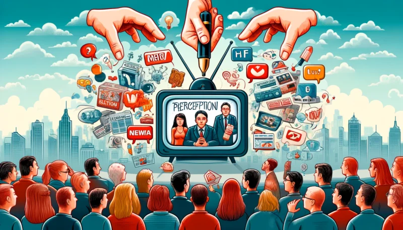 An illustration showing the influence of media on perception.Media has a huge influence on how we see things