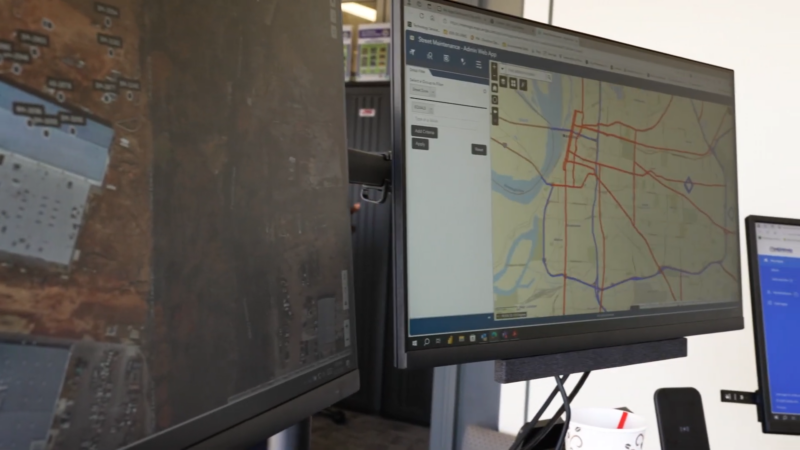 A Computer Workstation Displaying a Mapping Software Application with Telematics and GPS Data, Commonly Used in Analyzing Truck Routes and Accident Details