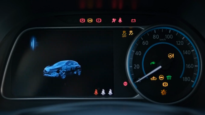 A Car Dashboard Displaying Multiple Warning Lights and A Digital Vehicle Diagram, Indicating Potential System Issues